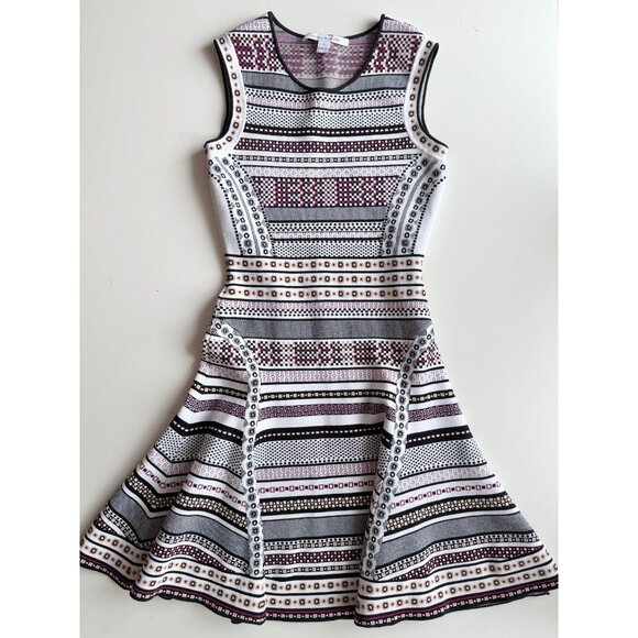 NWOT DVF DIANE VON FURSTENBERG Eleanor Jacquard Knit Fit & Flare Dress, Size M - Picture 3 of 16